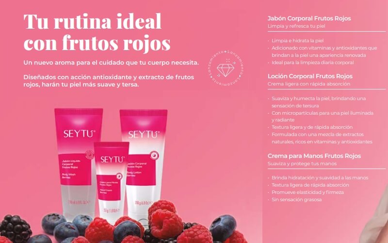 JABON CORPORAL FRUTOS ROJOS SEYTÚ Limpiar e hidratar piel productos cosmeticos omnilife como donde comprar online por internet delivery