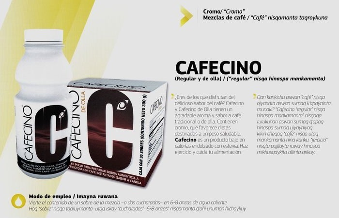 CAFECINO (Regular y de olla) OMNILIFE de olla Café para bajar de peso y quemar grasa tabla nutricional componentes